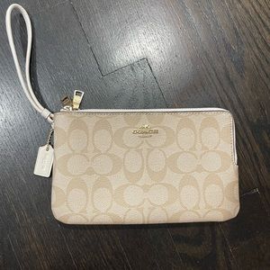 Coach Double Corner Zip Wristlet Wallet In Signature Canvas